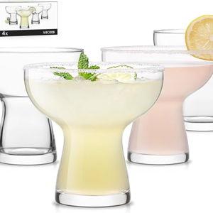 LUNA & MANTHA Martini Glasses Set of 4, 10oz Stemless Margarita Glasses, Modern Hand-blown Margarita Glass for Daiquiri, Frozen Cocktails, Dessert, Daily Use, Home Bar, Birthdays Gift, Crystal Clear