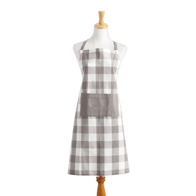 Elrene Farmhouse Living Buffalo Check Apron in Grey/White