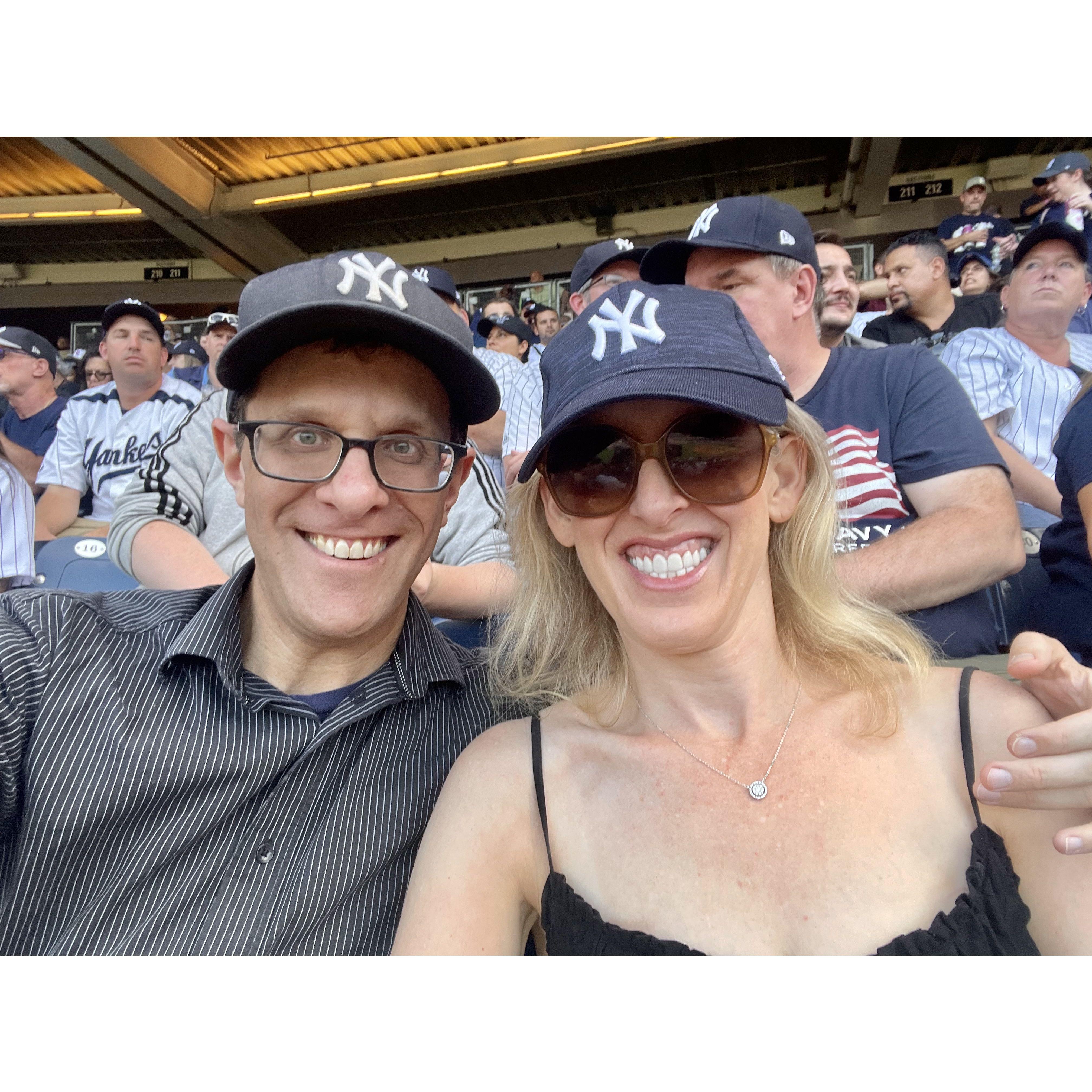Our first Yankee game together (Andrew bought Rachel that hat!)