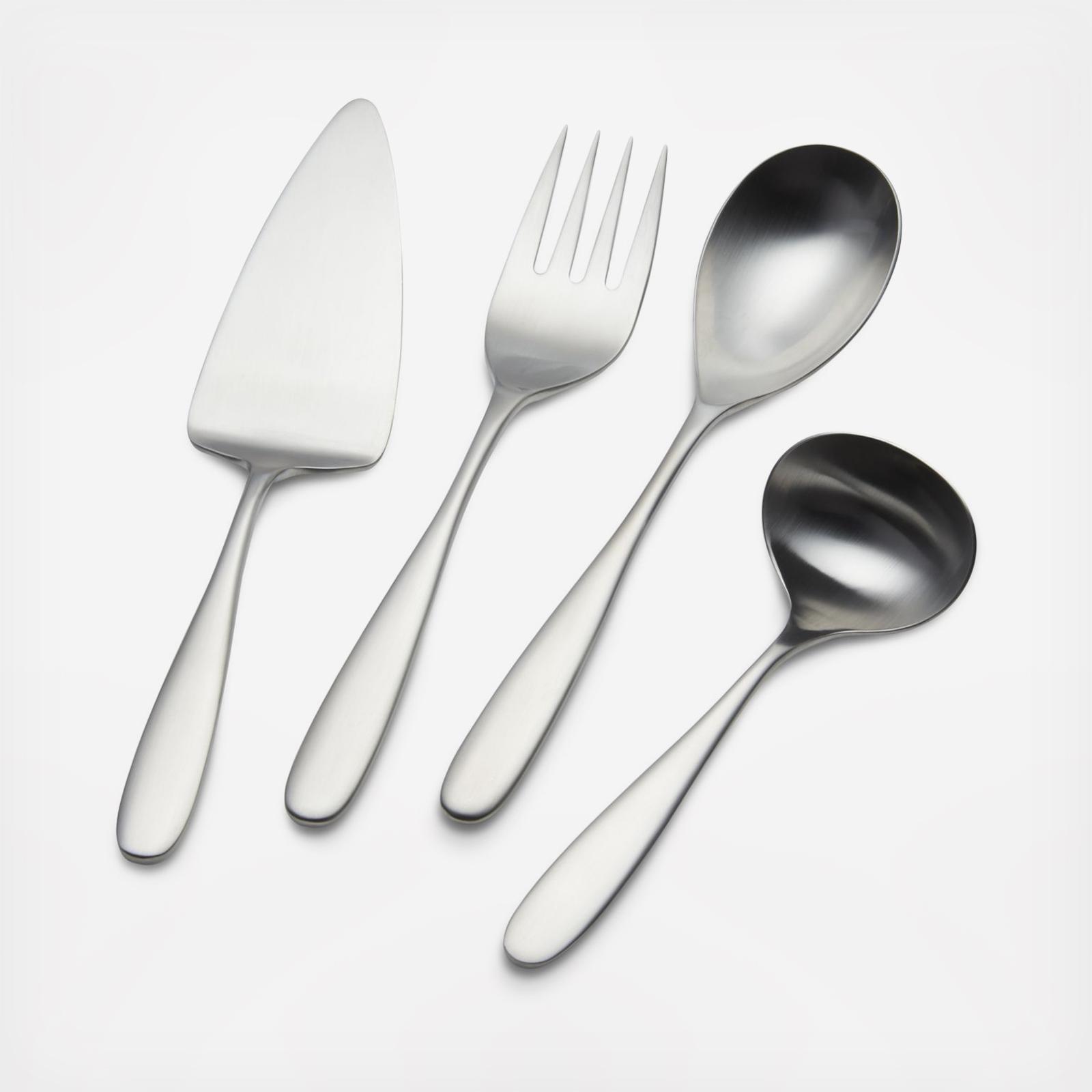 Crate and Barrel, Stanton Satin 4Piece Serving Set, Service for 1 Zola