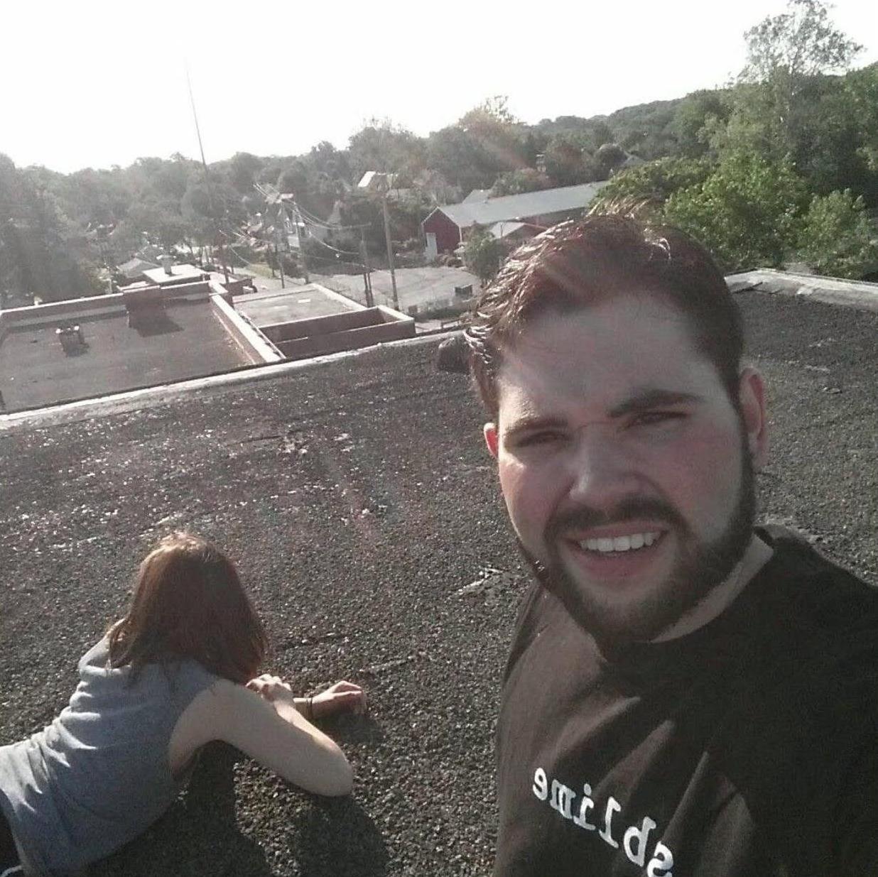 Our first official date on the roof of an abandoned YMCA!