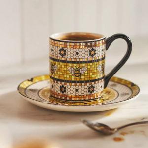 The Bistro Tile Stoneware Espresso Cup & Saucer: Garden Edition Yellow