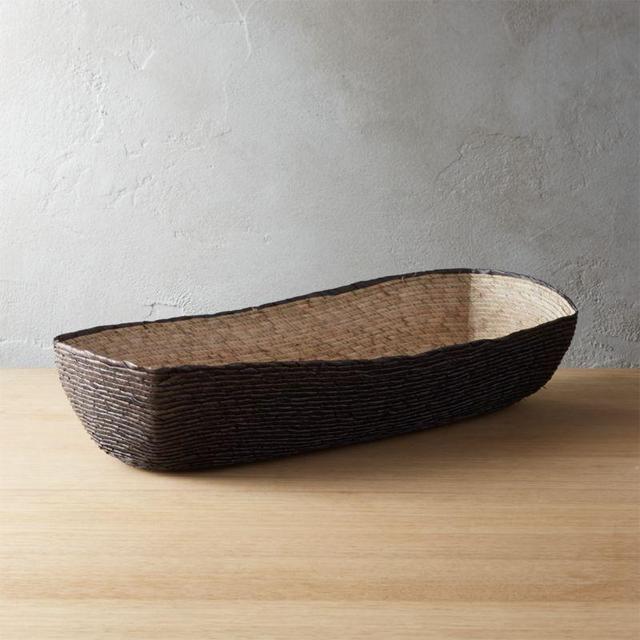 Lorena Long Oval Black Bread Basket