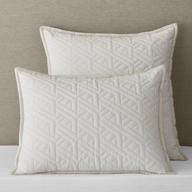 Trapeze Velvet Sham, King, Ivory