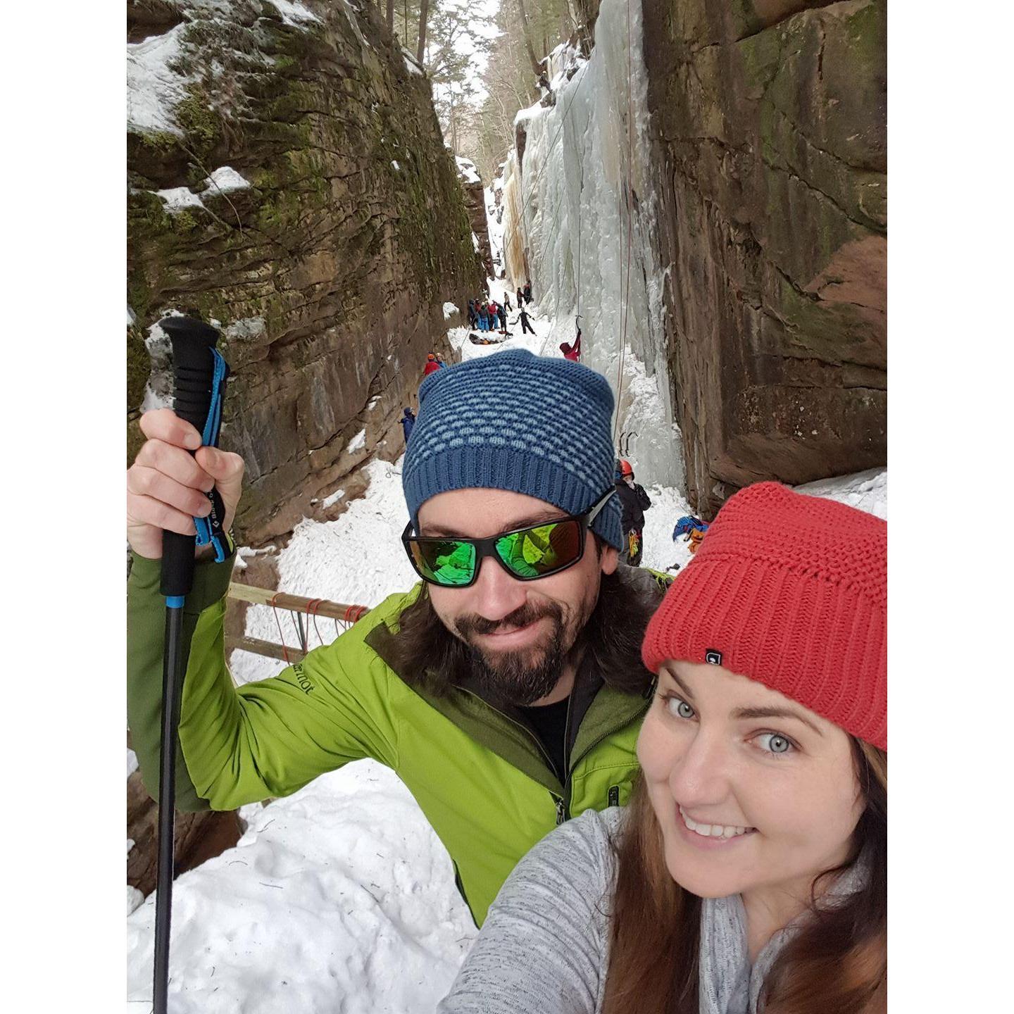 Hiking the Flume Gorge in the winter time!