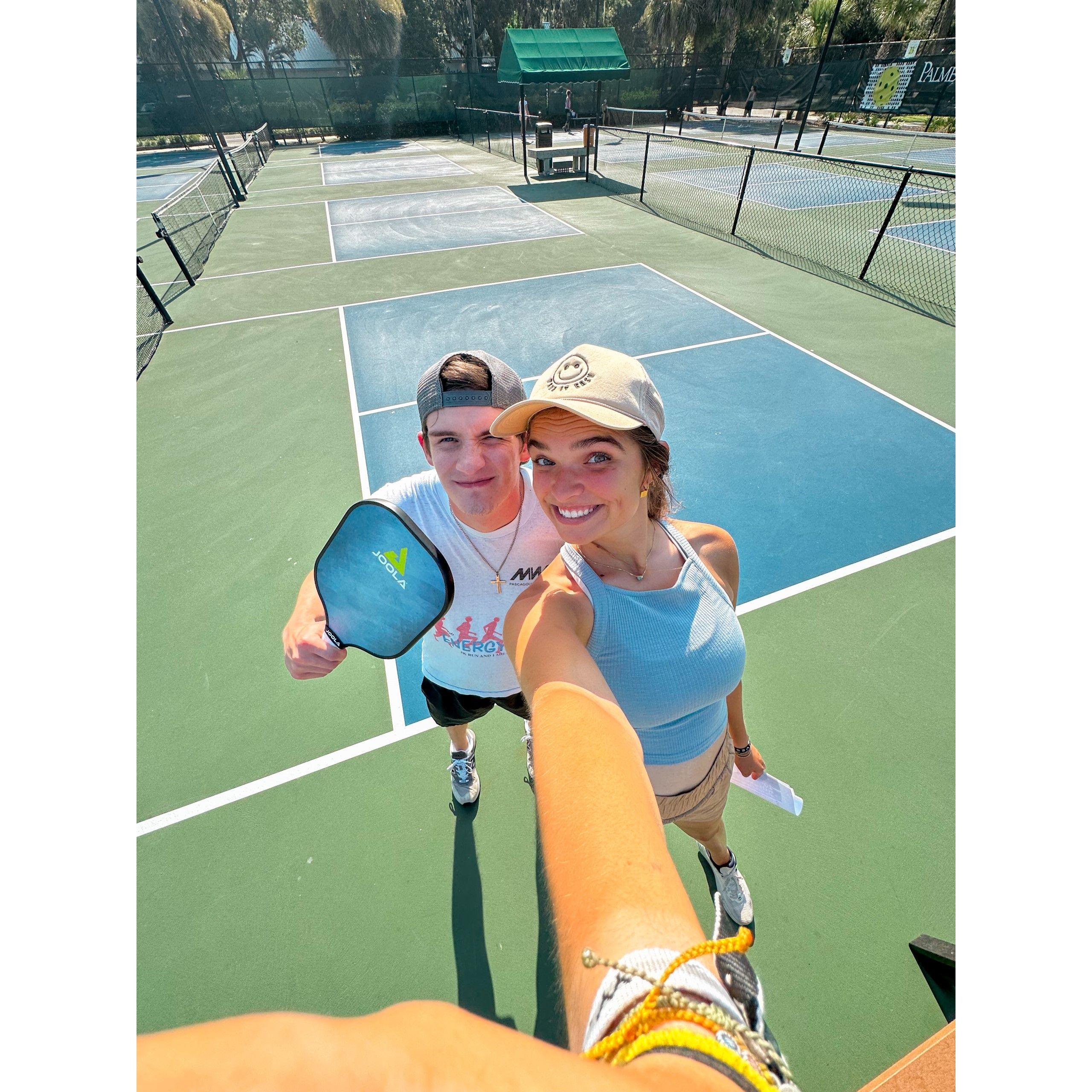 Playing pickleball in Hilton Head