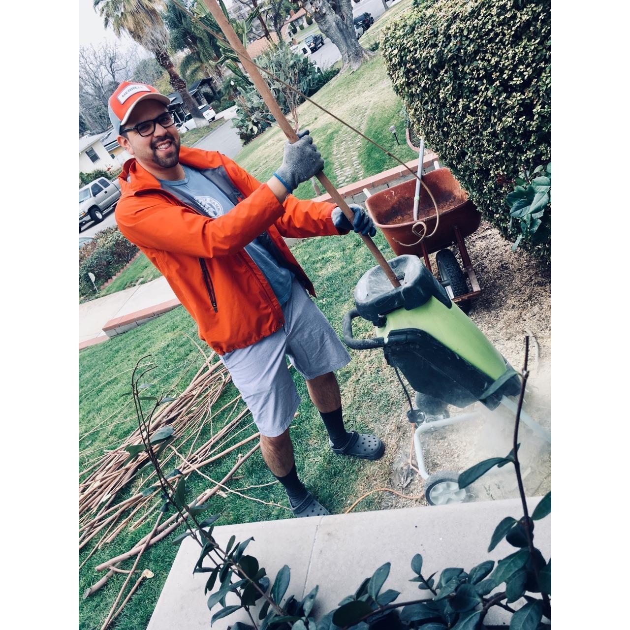 The first time Daniel came over to help with yard work..and he came wearing crocs!