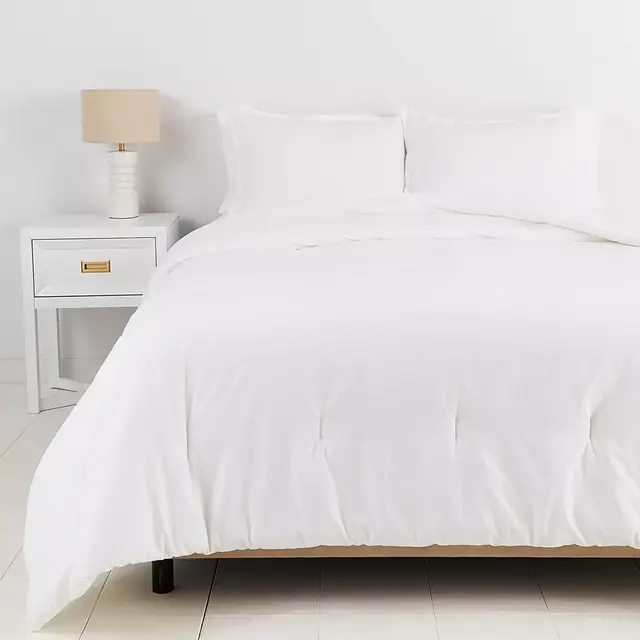 Simply Essential™ Solid Percale 3-Piece Full/Queen Comforter Set in White