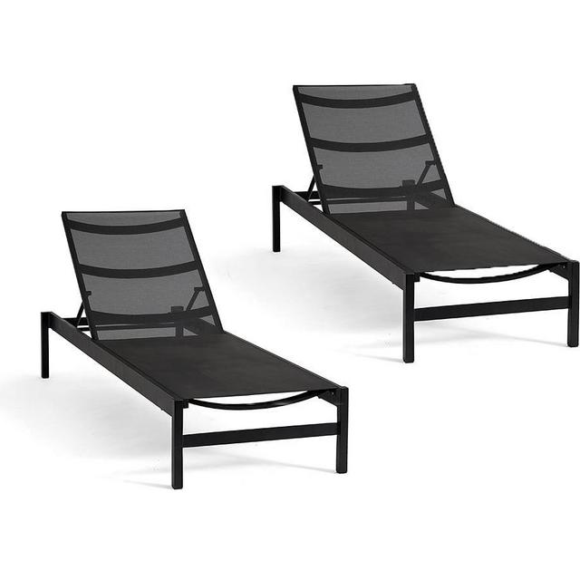 Fiji Mesh Stackable Chaise Lounge Chair, Set of 2