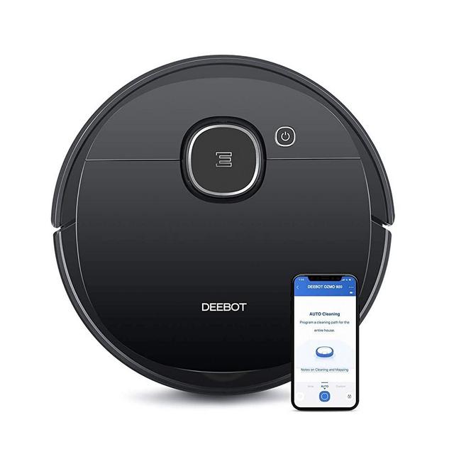 Ecovacs DEEBOT OZMO 920 2-in-1 Vacuuming and Mopping Robot with Smart Navi 3.0 Systematic Cleaning, Multi-Floor Mapping, Works with Alexa, Large, Black