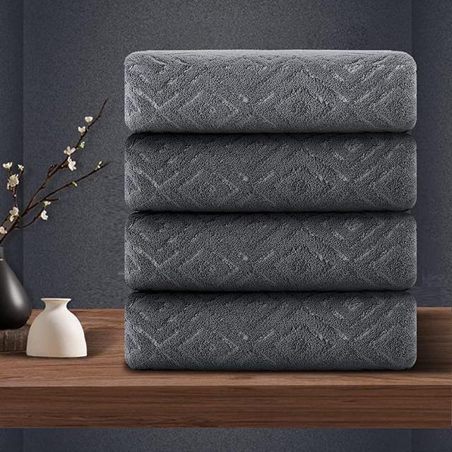 4 Piece Bath Towel Grey Oversized Bath Sheet 35"x70" Bathroom Towel Extra Large Bath Towel Set Soft Highly Absorbent & Quick Dry Premium Bath Towel for Bathroom 700GSM Shower Towel Spa Gym Hotel