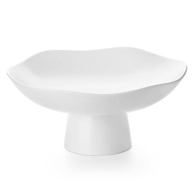 Nucookery Ceramic Fruit Bowl for Kitchen Counter, Modern Fruit and Bread Basket Stand,10 inch Large Decorative Bowl for Home Kitchen Decor, Fruit & Vegetables Holder Storage, Matte White