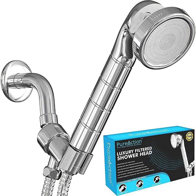 PureAction Luxury Filtered Shower Head with Handheld Hose - Hard Water Softener Shower Head - Removes Chlorine & Flouride - High Pressure & Water Saving Showerhead Filter for Best SPA Experience