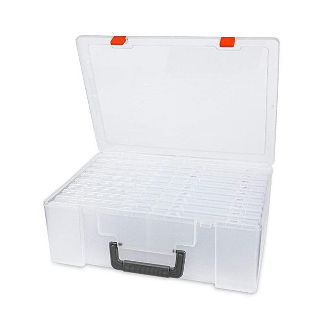 Photo Storage Box 4x6, 18 Inner Extra Large Photo Case Large Photo Organizer Acid-Free Photo Box Storage Photo Keeper Photo Storage Case, Plastic Craft Storage Box for Photo Stickers Stamps Seeds (Clear)
