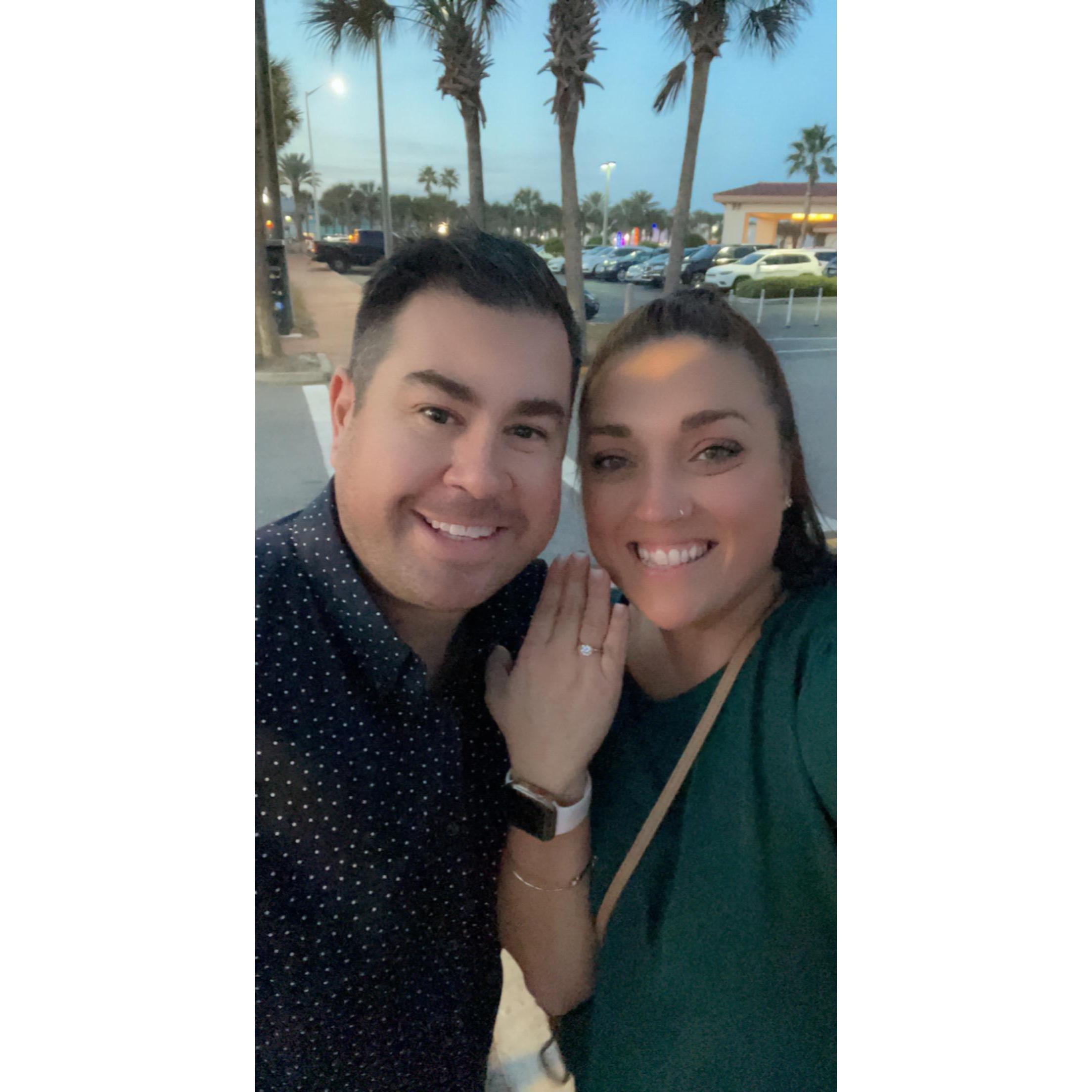 The picture we shared with friends and family the night of our engagement.