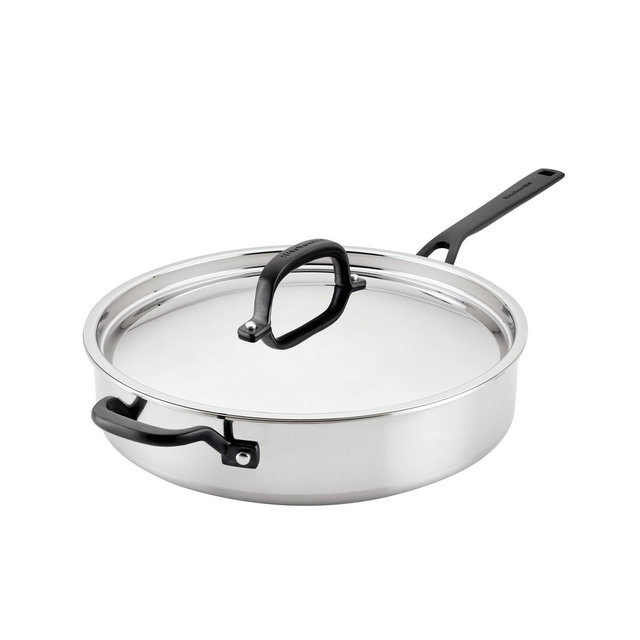 KitchenAid 5-Ply Clad Stainless Steel 5 Quart Induction Saute Pan with Lid