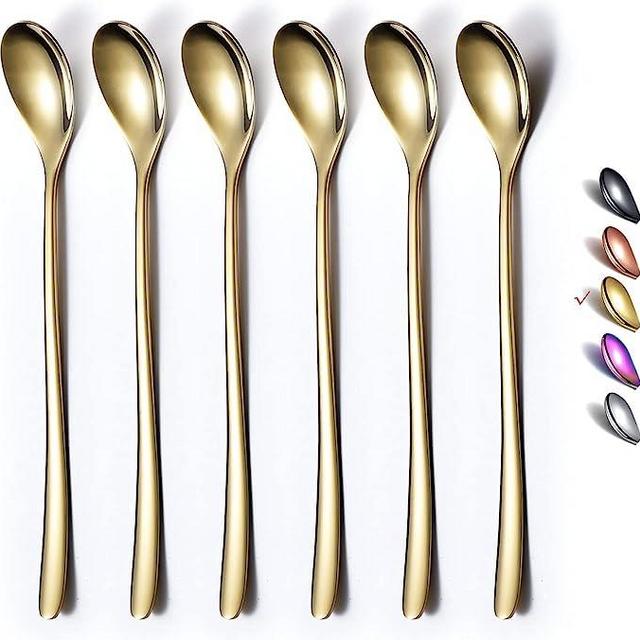 Long Handle Stainless Steel Gold Espresso/Coffee Spoons