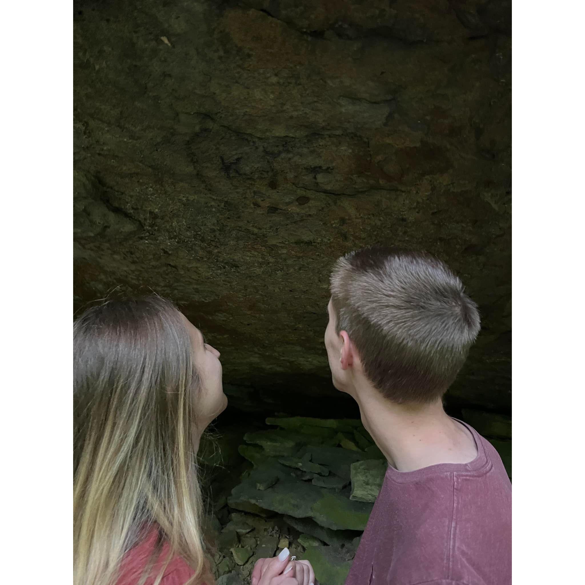 May of 2022- At the cave where they carved their initials in 2016.