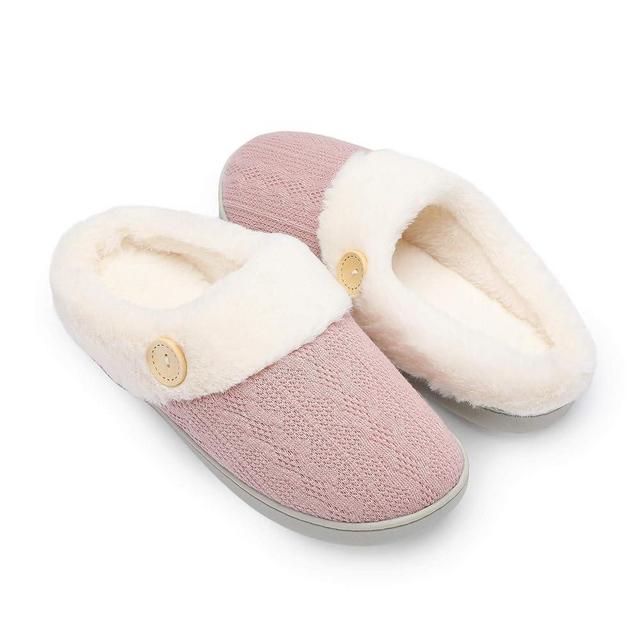 Chantomoo Womens Slipper Warm Comfy Memory Foam House Slippers Knitted Shoes Faux Fur Lined Anti-Skid Rubber Sole Bedroom Cozy Indoor Outdoor Slippers