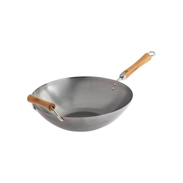 Joyce Chen Classic Series Carbon Steel Wok with Birch Handles, 14"