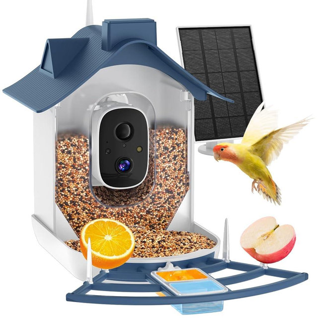 Bird Feeder with Camera, 4K HD AI Identify Bird's Species Camera, Outdoor Adjustable Solar Smart Birds Feeder, Auto Capture Birds Videos & Notify, Ideal Present for Bird Lover