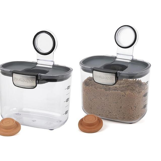 Progressive International ProKeeper+ Clear Plastic Airtight Food Baker's Kitchen Storage Organization Container Canister Set with Magnetic Accessories, 2- Piece Set (Brown Sugar 1.5-Quart)