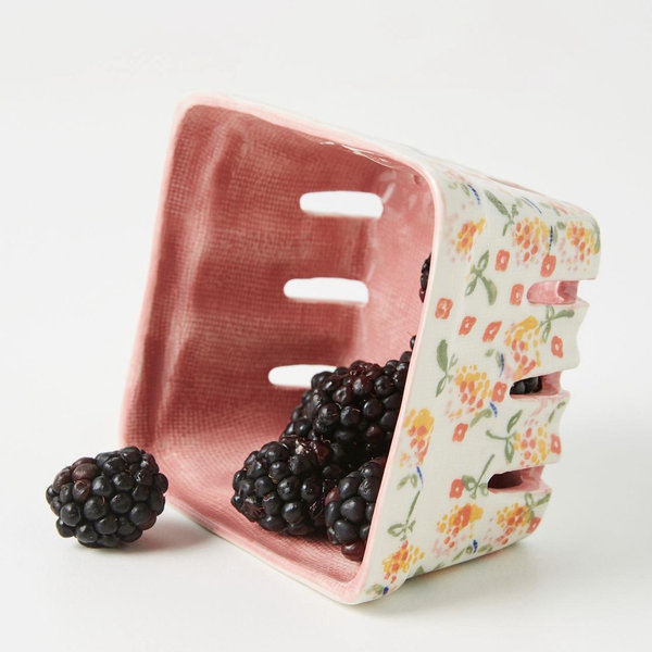 Floral Ceramic Berry Basket