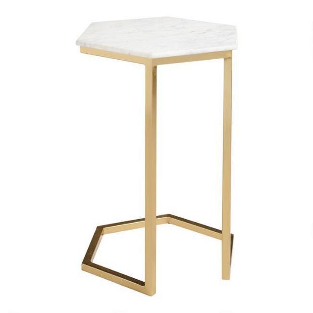 Natural Stone and Gold Metal Margaux Laptop Table