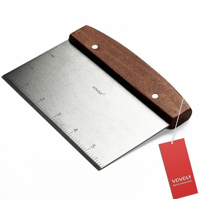 Vovoly Multipurpose Bench Scraper Kitchen Utensil for Flat Top Griddle, Dough Scraper Cutter for Bread and Pizza Cutter - Stainless Steel Metal Griddle Scraper Chopper