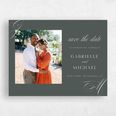 Dark Seaweed, Green Wedding Save the Date - Conques Photo