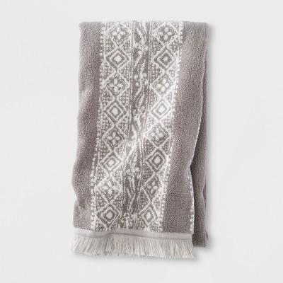 Stamped Geo Hand Towel Gray - Threshold™