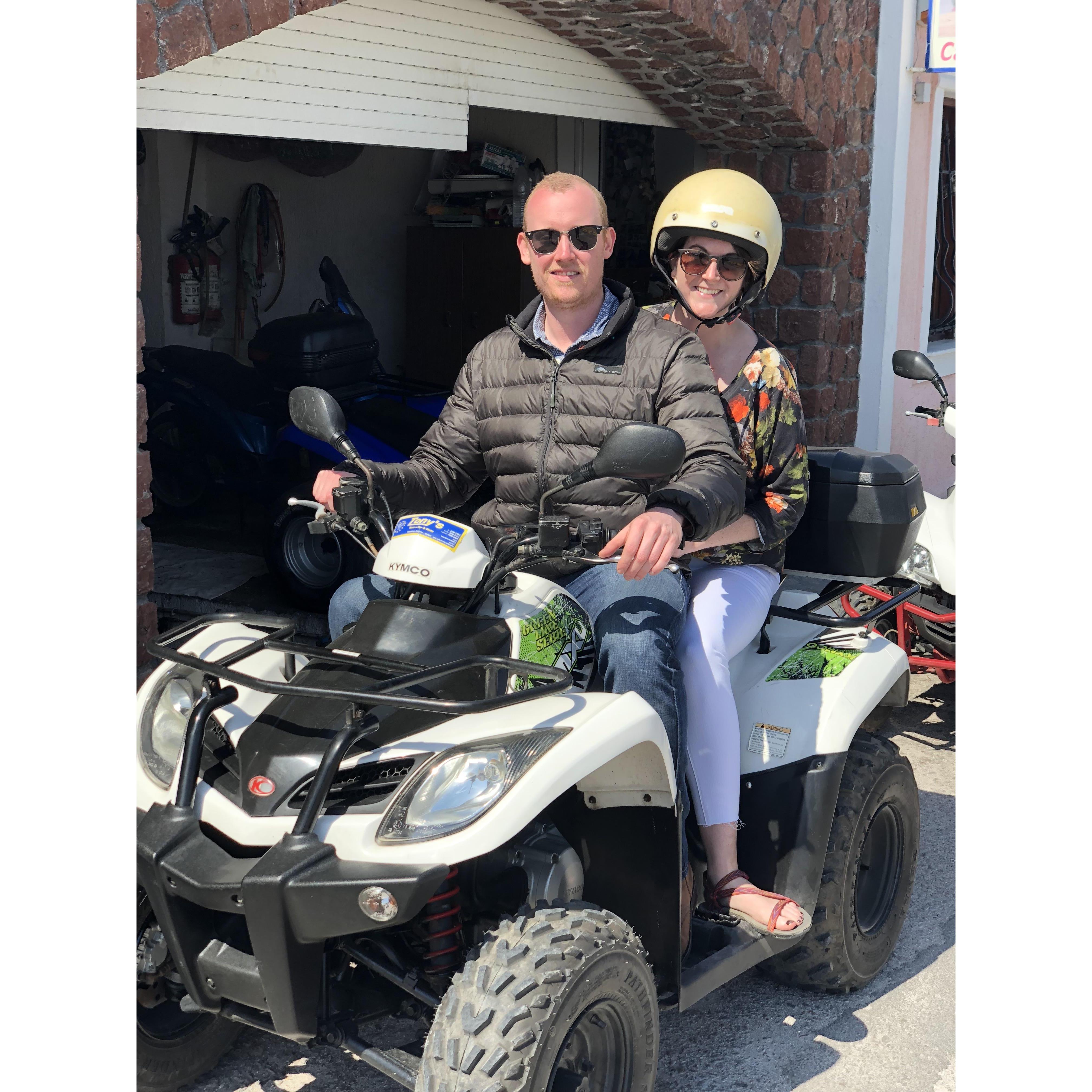 Riding ATV's around Santorini! What an amazing trip we had to Greece!