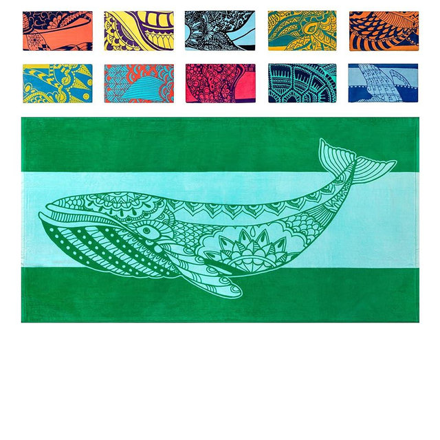 Nova Blue Whale Beach Towel (34 X 63) – Green Oversized Beach Towel with Whale Design Quick Dry Beach Towel Made from 100% Cotton – Sand Free Beach Towel – Extra Large Beach Towel