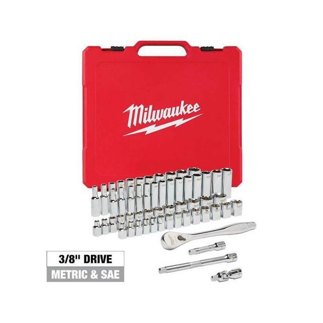 3/8 in. Drive SAE/Metric Ratchet and Socket Mechanics Tool Set (56-Piece)