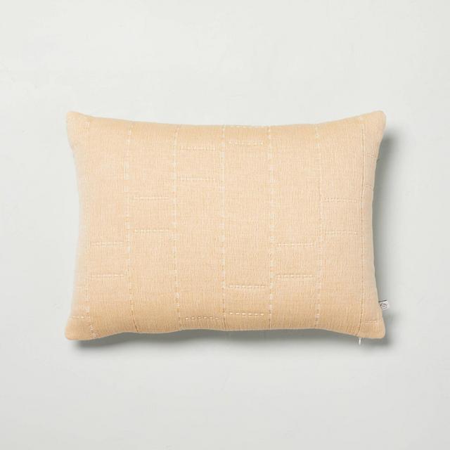 14" x 20" Heathered Off-Set Stripe Lumbar Bed Pillow Gold - Hearth & Hand™ with Magnolia