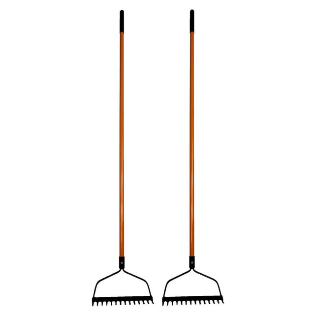 Ashman Bow Rake (2 Pack) – Heavy Duty Rake to Gather Fallen Leaves, Equipped with Rubber Grip Handle for a Strong Hold When Working – Rust Resistant.
