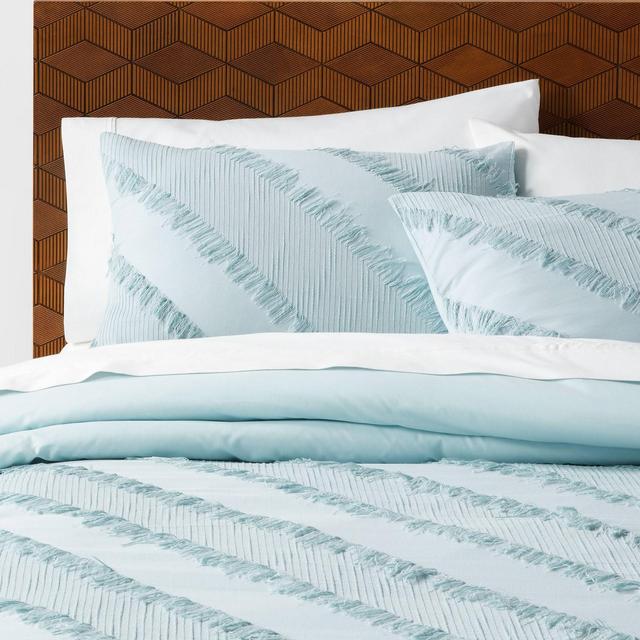 3pc Full/Queen Diagonal Textured Duvet & Sham Set Light Blue - Opalhouse™