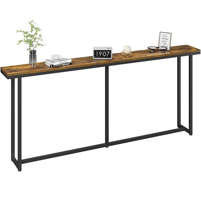 Yaheetech Narrow Console Table with Sturdy Metal Frame, 71 Inch Extra Long Entryway Sofa Table for Behind Couch, Hallway, Living Room, Rustic Brown
