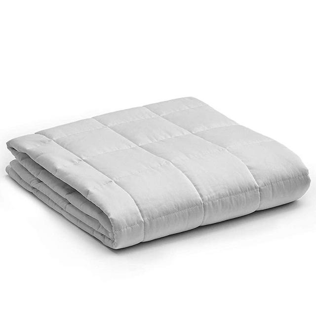 YnM Weighted Blanket — Heavy 100% Oeko-Tex Certified Cotton Material with Premium Glass Beads (Light Grey, 80''x87'' 25lbs), Two Persons(110~190lb) Sharing Use on Queen/King Bed | A Duvet Included