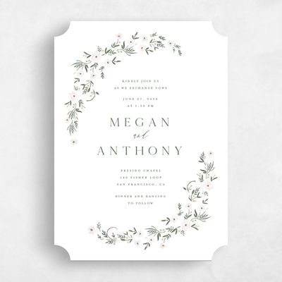 White Ticket Wedding Invitation - Lenora Classic