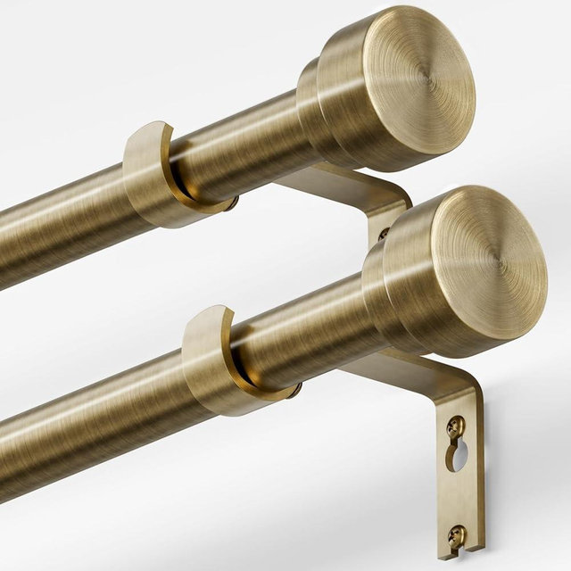 Oneach 2-Pack Antique Bronze Curtain Rods for Windows 28 to 48 Inch, 1 Inch Pole Adjustable Curtain Rod with Easy Installation and Modern Design (16 to 60 Inch)