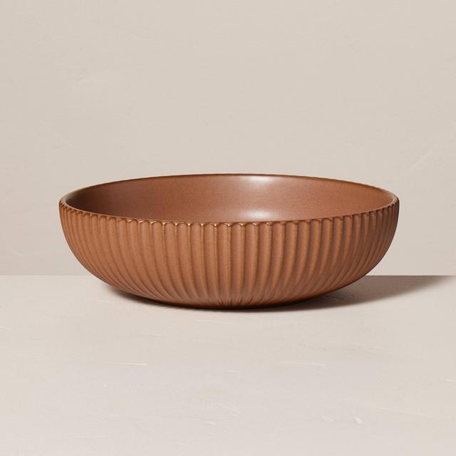 55oz Fluted Stoneware Serving Bowl Pumpkin Brown - Hearth & Hand™ with Magnolia