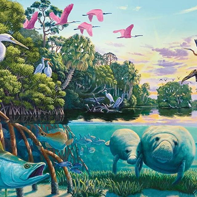 Ravensburger Manatee Moments 500 Piece Jigsaw Puzzle for Adults - Every Piece is Unique, Softclick Technology Means Pieces Fit Together Perfectly