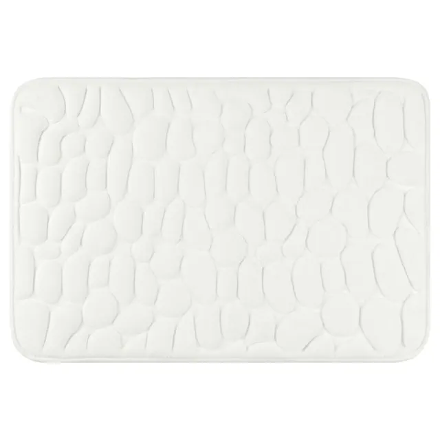 Unique Bargains Memory Foam Ultra Soft Non-Slip Water Absorbent Quick Dry Bathroom Mats Milky White 16" x 24"