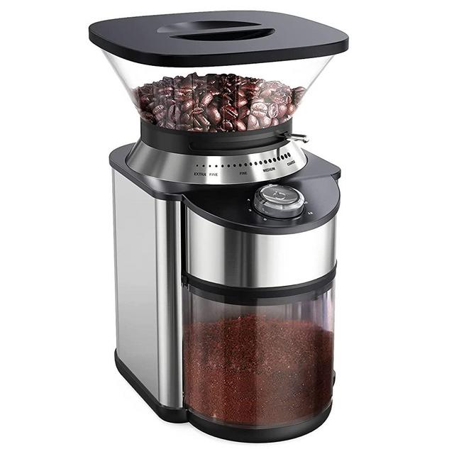 Burr Coffee Grinder, Famiworths Stainless Steel Conical Burr Grinder with 19 Precise Grind Settings, Coffee Grinder Electric for Espresso, French Press, Drip and Percolator Coffee
