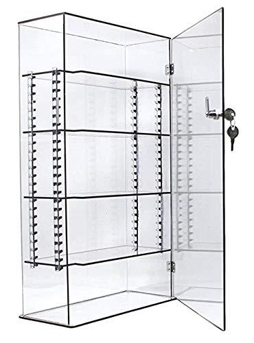 T'z Tagz Brand Acrylic Lucite Showcase with ADJUSTABLE SHELVES Jewelry Pastry Bakery Counter Display W/door & Lock (10" X 4" X 18.25"h)