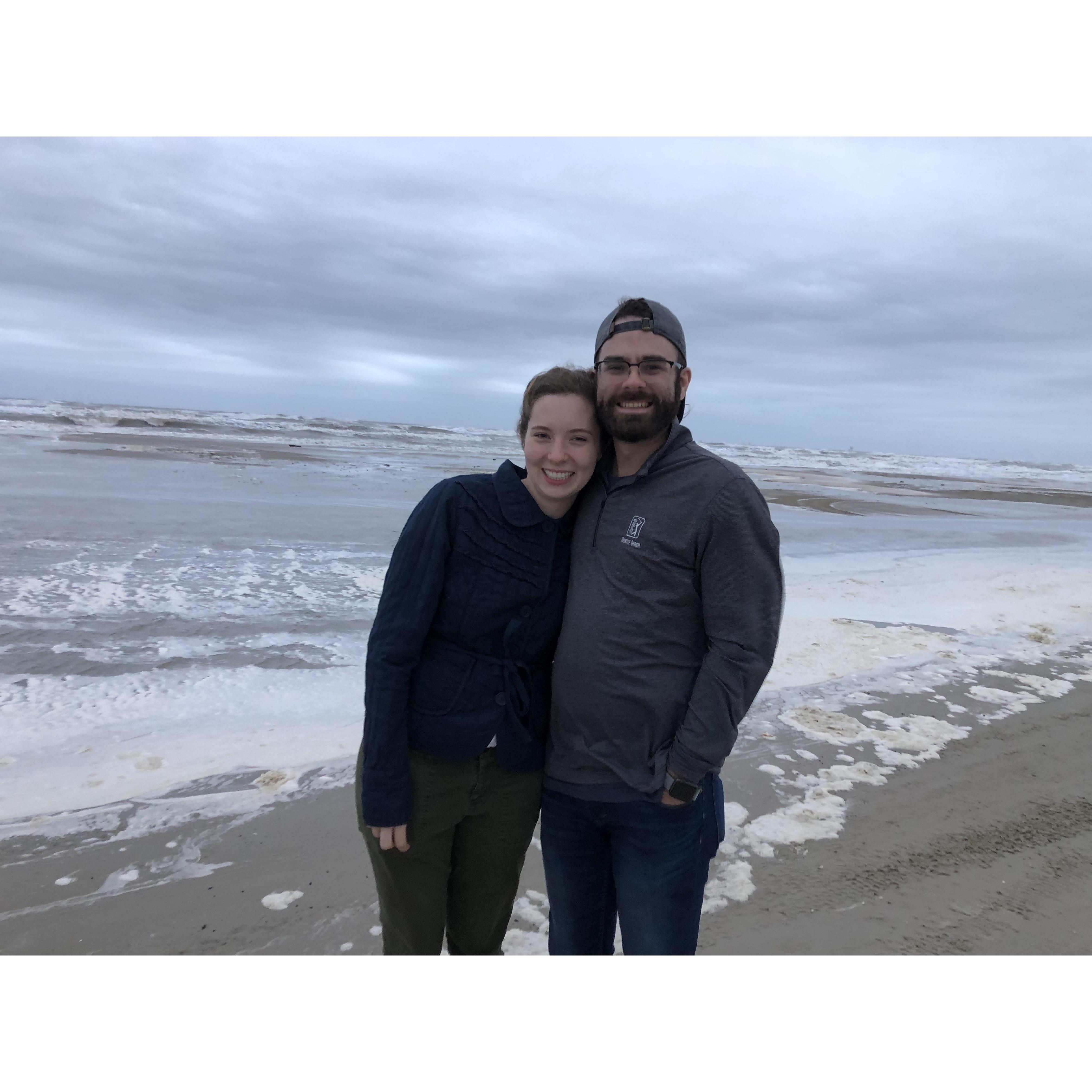 Windy day at Mustang Island beach in south Texas