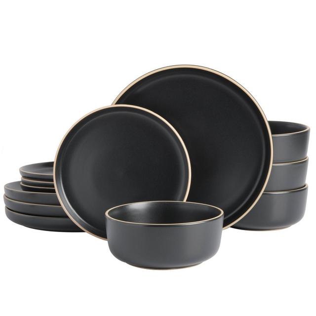 Gibson Home 18pc Zuma Dinnerware Set - Black