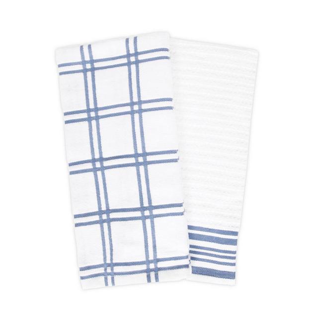 KitchenSmart® Colors 2 Plaid Windowpane Kitchen Towels in Capri (Set of 2)