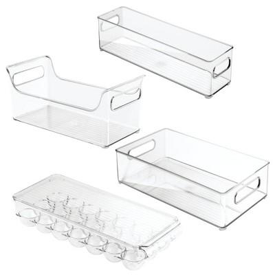 mDesign Plastic Kitchen Cabinet, Fridge Food Storage Organizer, Set of 4 - Clear
